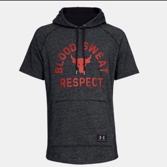 NWT Under Armour Men's Project Rock Respect Short Sleeve Hoodie Sweater size S - Picture 11 of 11